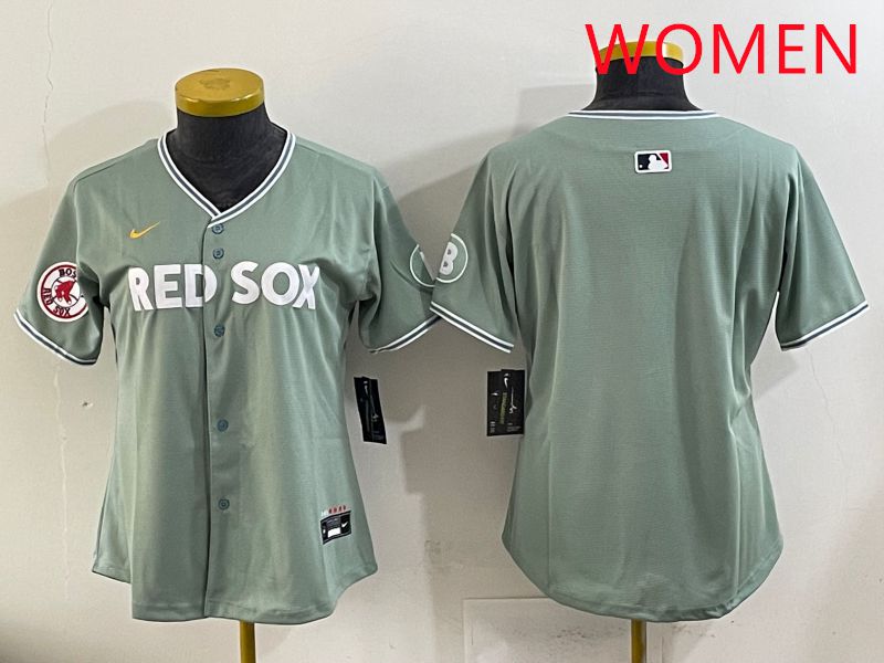 Women 2025 Boston Red Sox Blank Green Joint Name Nike MLB Jersey style 2->women mlb jersey->Women Jersey